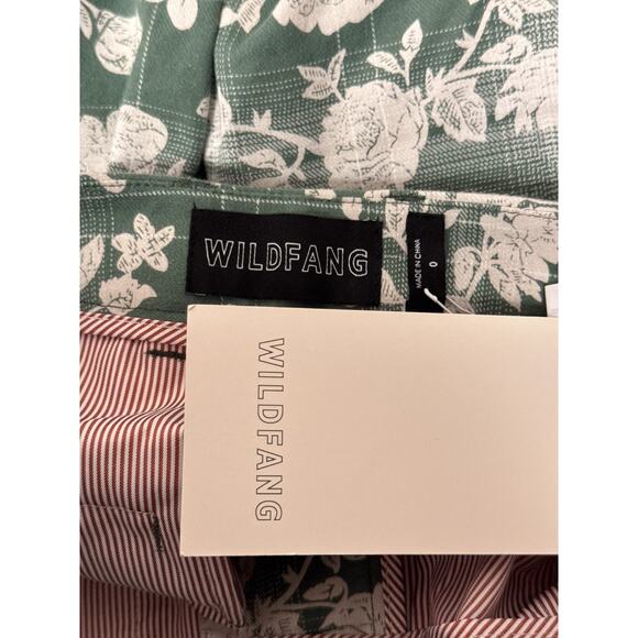 WILDFANG Pants 0 Womens The Essential Trouser Green Floral Plaid - Picture 6 of 7